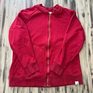 Adidas Vibrant Maroon Ribbed Zip Up Sweatshirt